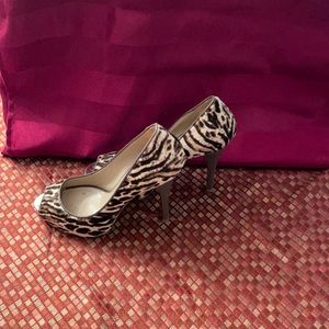 Valentino open toe pony hair gold tipped pumps!
